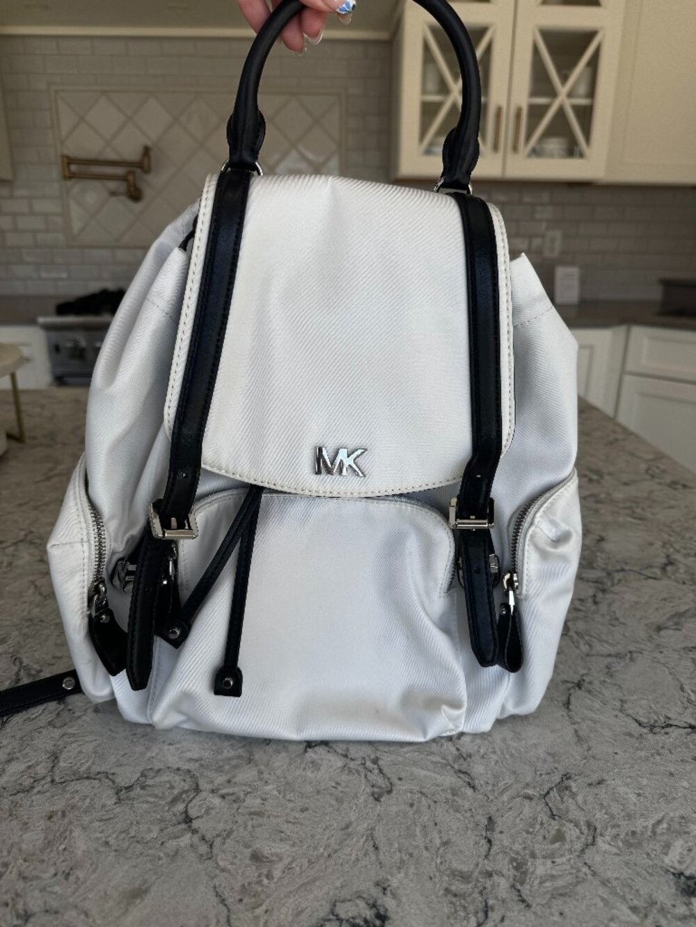 Michael Kors White & Black Backpack Purse